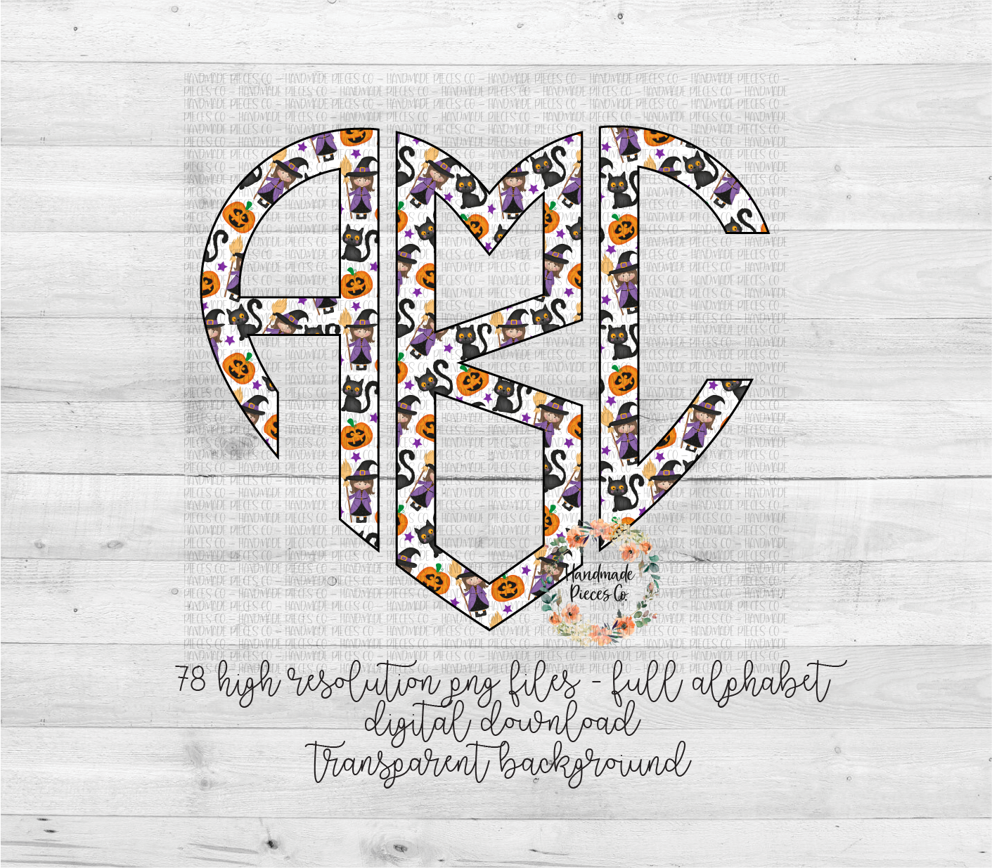 Halloween Monogram, Pattern 2 - Multiple Styles - Digital Download