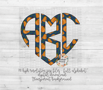 Pumpkin Monogram, Blue - Multiple Styles - Digital Download