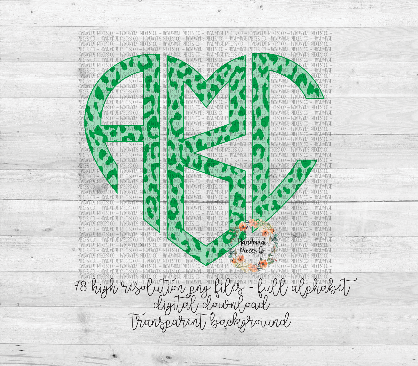 Cheetah, Green Monogram - Multiple Styles - Digital Download