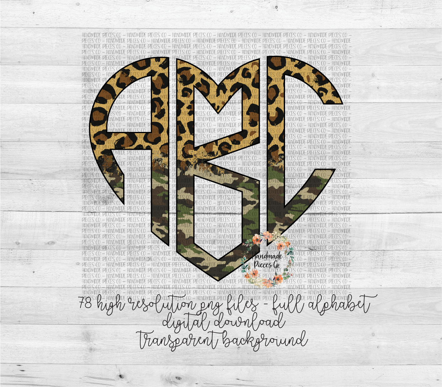 Leopard Camo Split Monogram - Multiple Styles - Digital Download