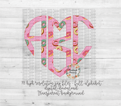 Donuts Monogram, 2 - Multiple Styles - Digital Download