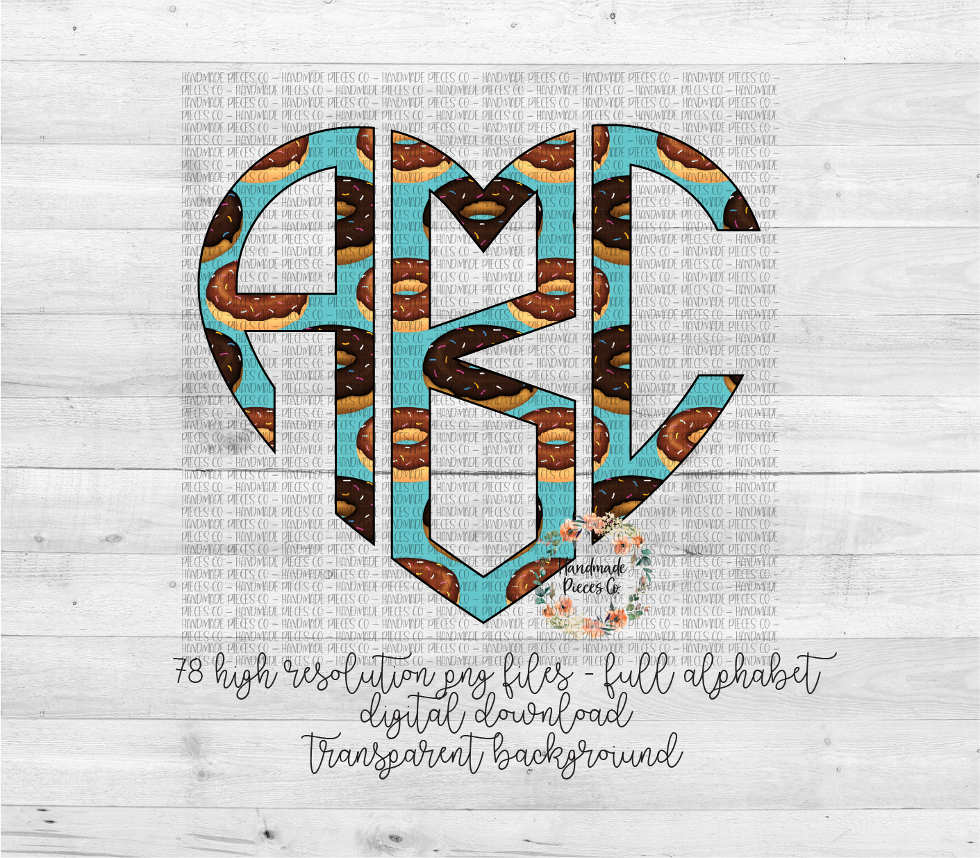 Donuts Monogram, 1 - Multiple Styles - Digital Download
