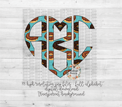 Donuts Monogram, 1 - Multiple Styles - Digital Download