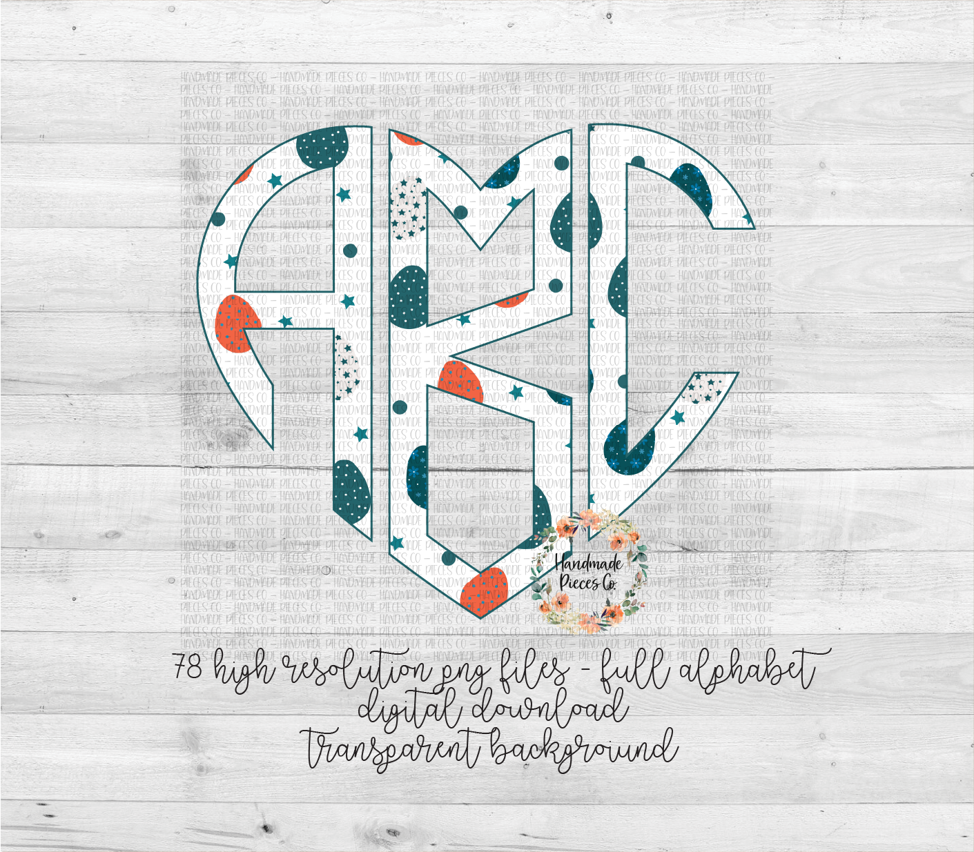 Easter Egg, Turquoise and Orange Monogram - Multiple Styles - Digital Download