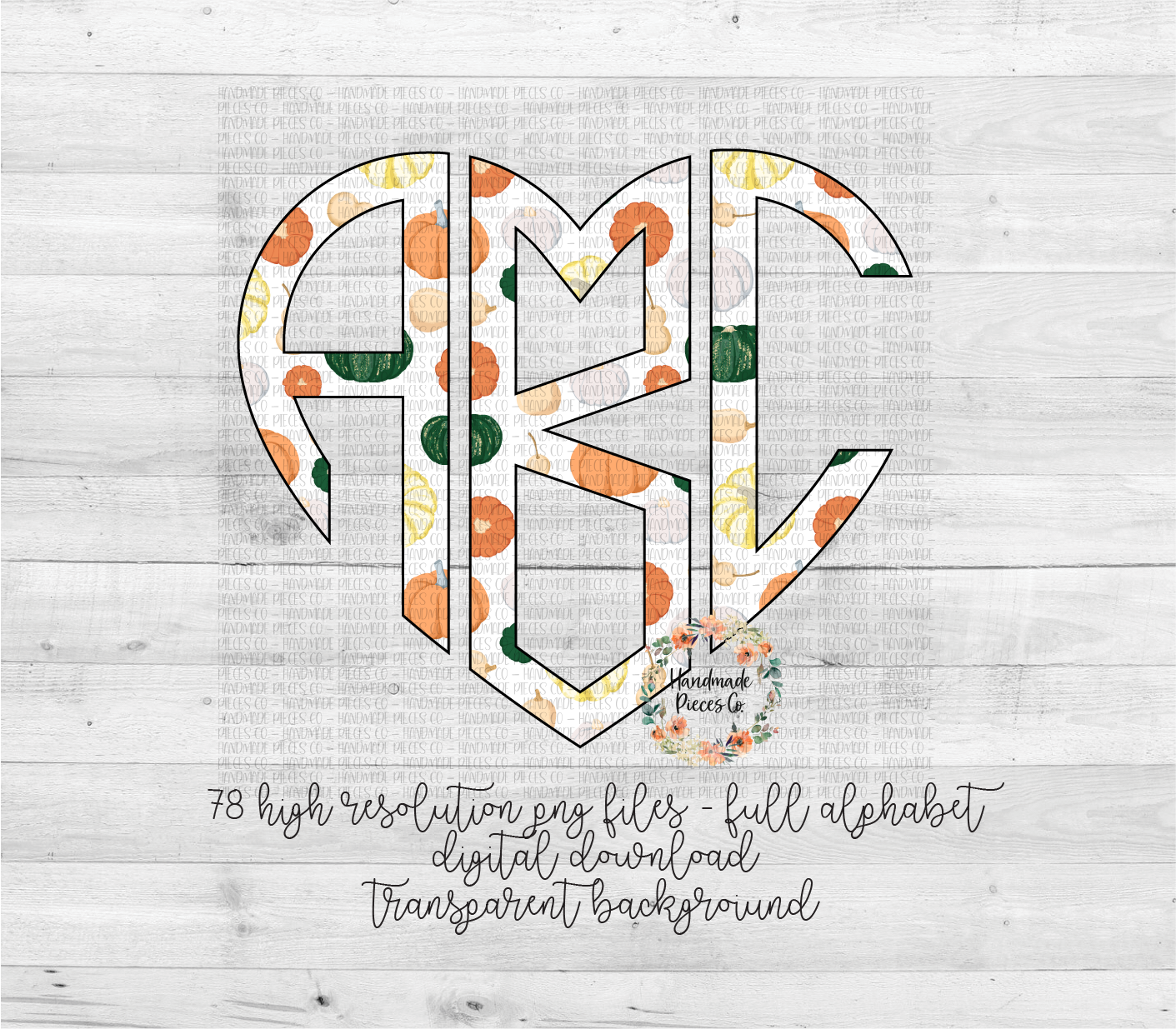 Fall Pumpkins Monogram - Multiple Styles - Digital Download