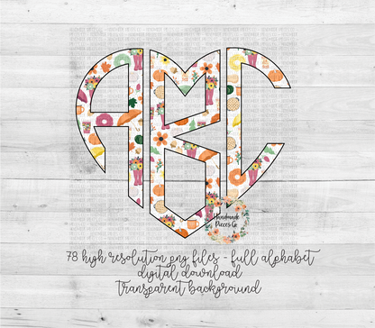 Fall Collage Monogram - Multiple Styles - Digital Download