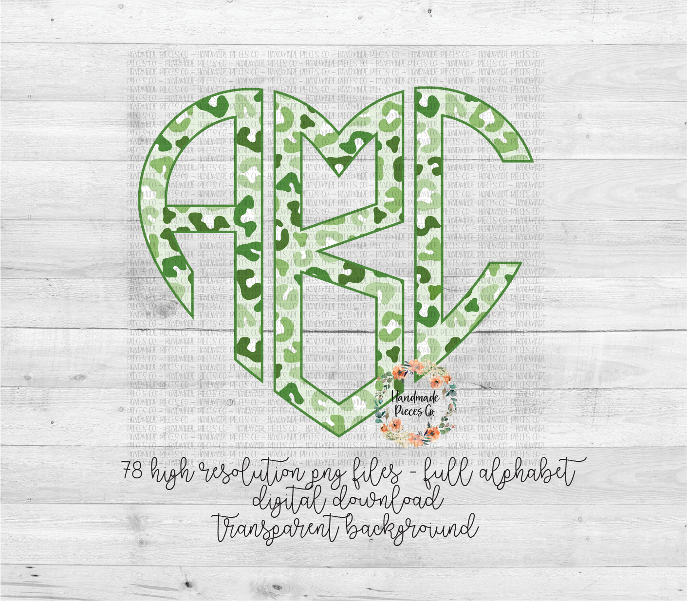Leopard Monogram, Green Multicolor - Multiple Styles - Digital Download