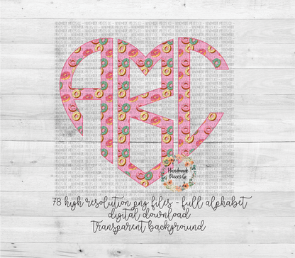 Donuts Monogram, 2 Small Print - Multiple Styles - Digital Download