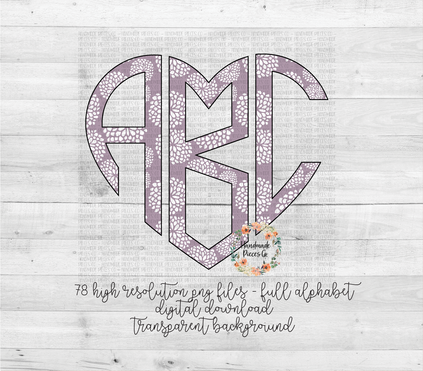 Floral Monogram, Blush Purple - Multiple Styles - Digital Download