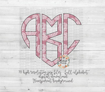 Floral Monogram, Blush Pink - Multiple Styles - Digital Download