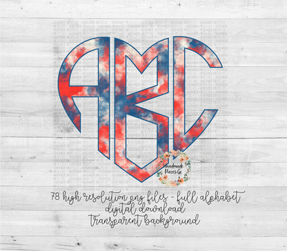 Patriotic Watercolor Monogram - Multiple Styles - Digital Download