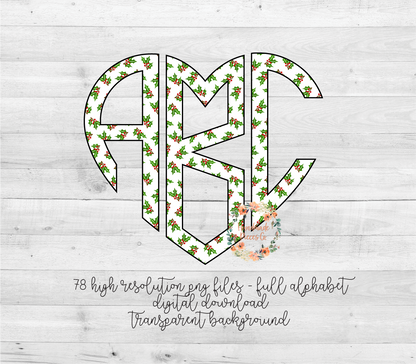 Christmas Mistletoe Monogram- Multiple Styles - Digital Download