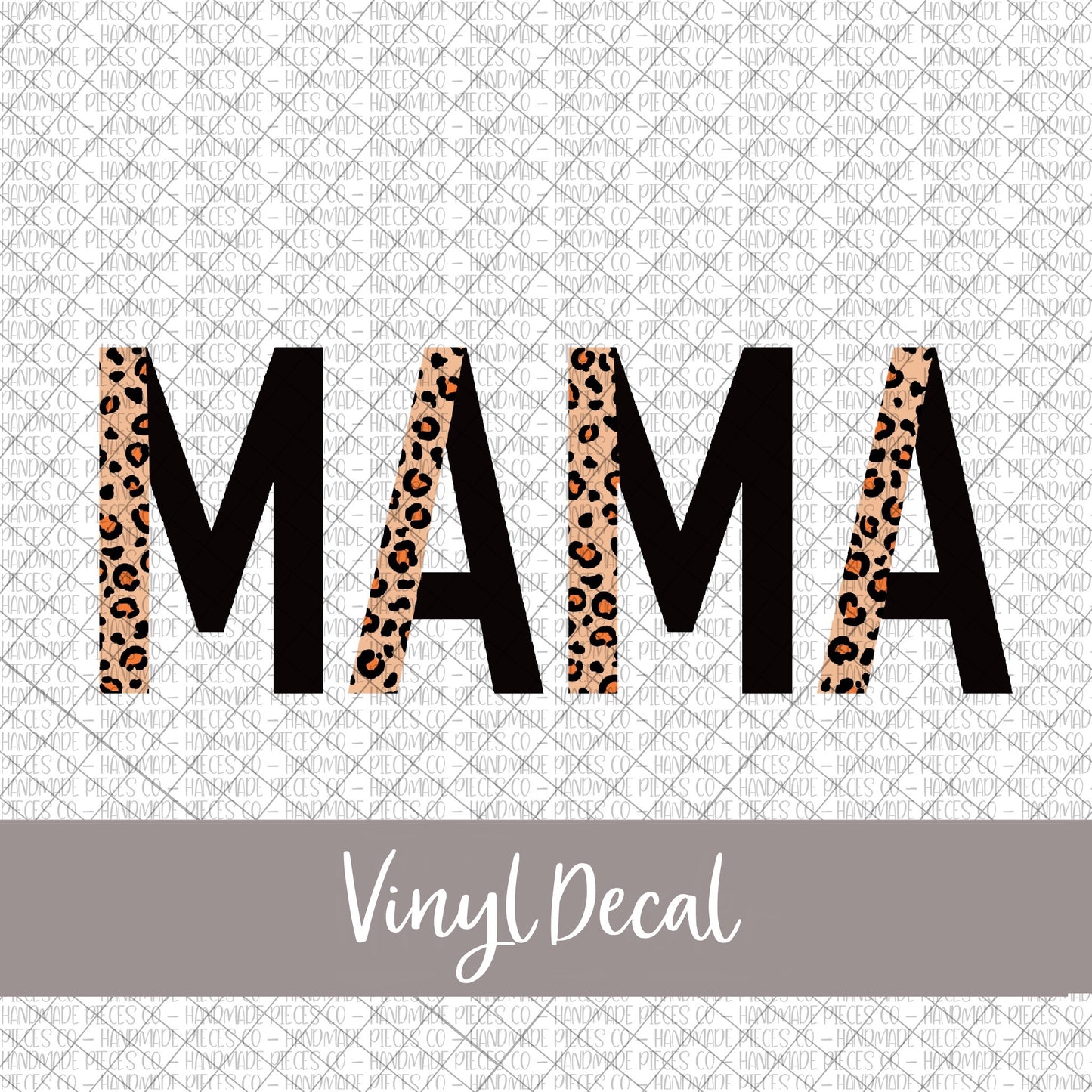 Mama Vinyl Decal, Leopard and Black