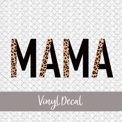 Mama Vinyl Decal, Leopard and Black