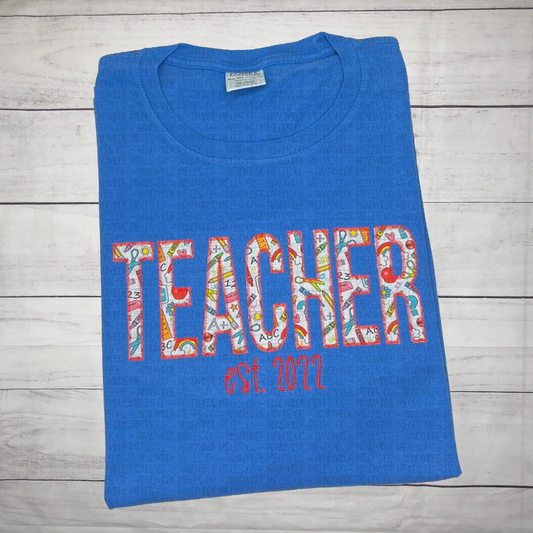 Custom Name Appliqué with Est. Embroidered Garment - Adult