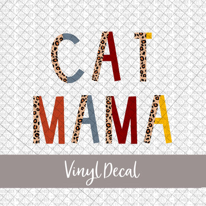 Cat Mama Vinyl Decal, Leopard and Boho