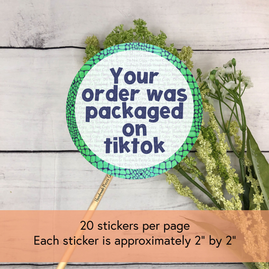 Your Order was Packaged on TikTok, Snake Skin - Packaging Sticker, Pets Theme