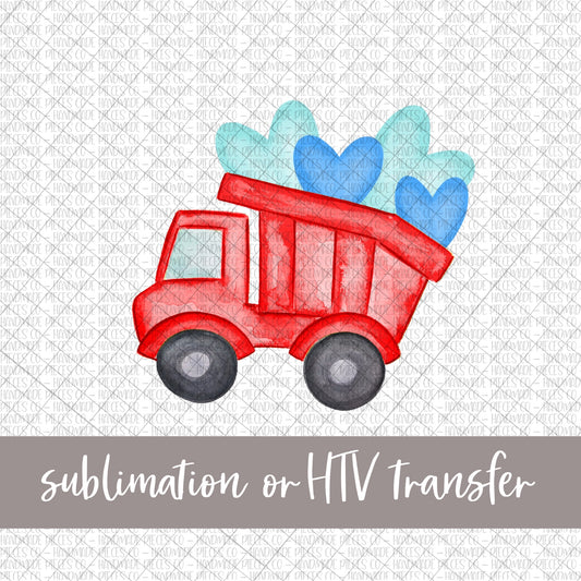 Dump truck with Hearts - Sublimation or HTV Transfer