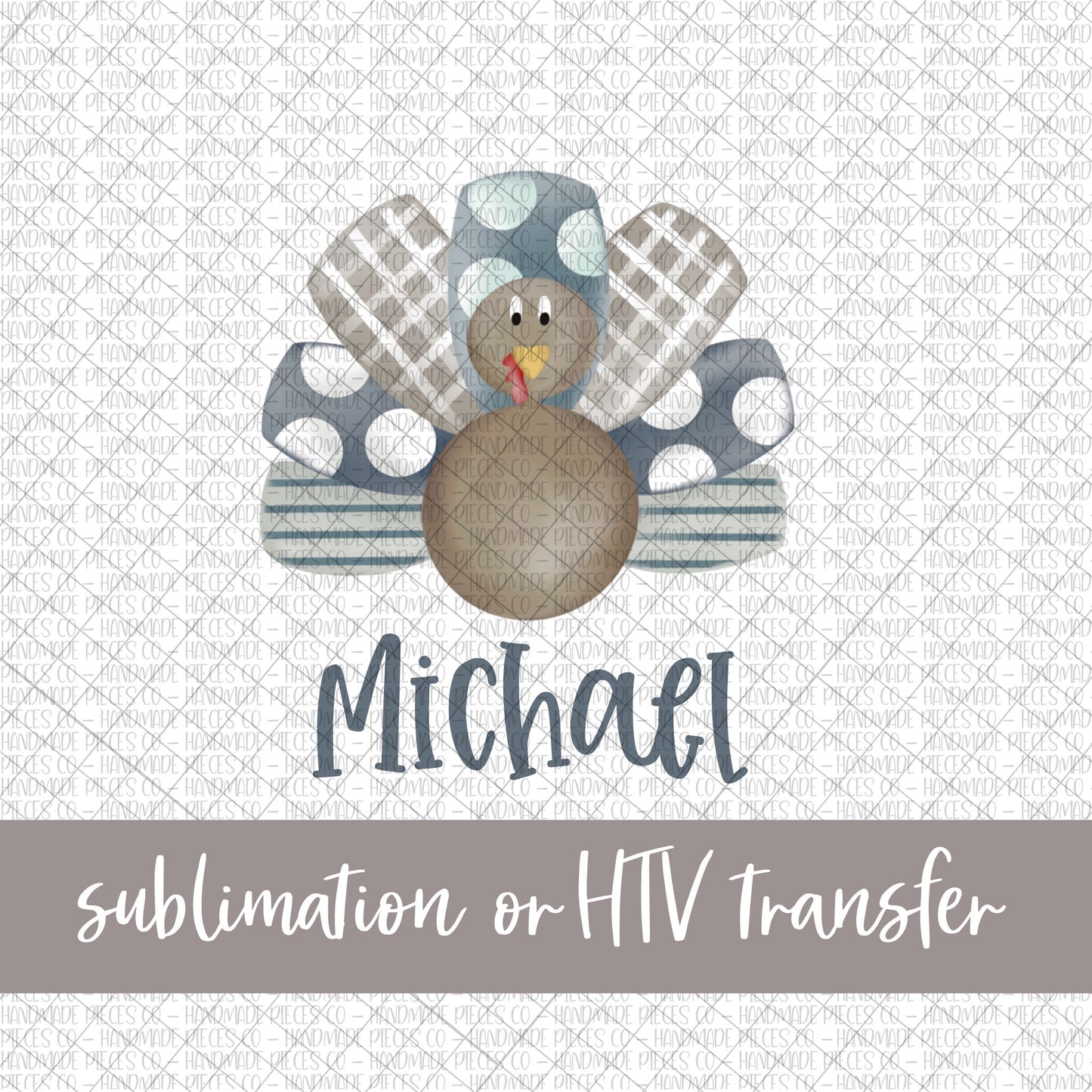 Turkey, Watercolor Boy - Name Optional - Sublimation or HTV Transfer