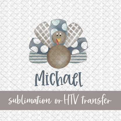 Turkey, Watercolor Boy - Name Optional - Sublimation or HTV Transfer