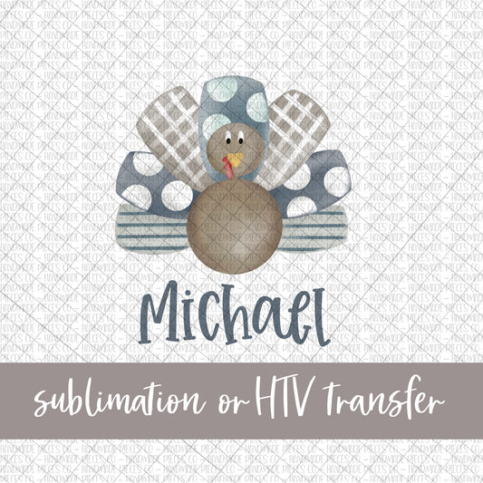 Turkey, Watercolor Boy - Name Optional - Sublimation or HTV Transfer