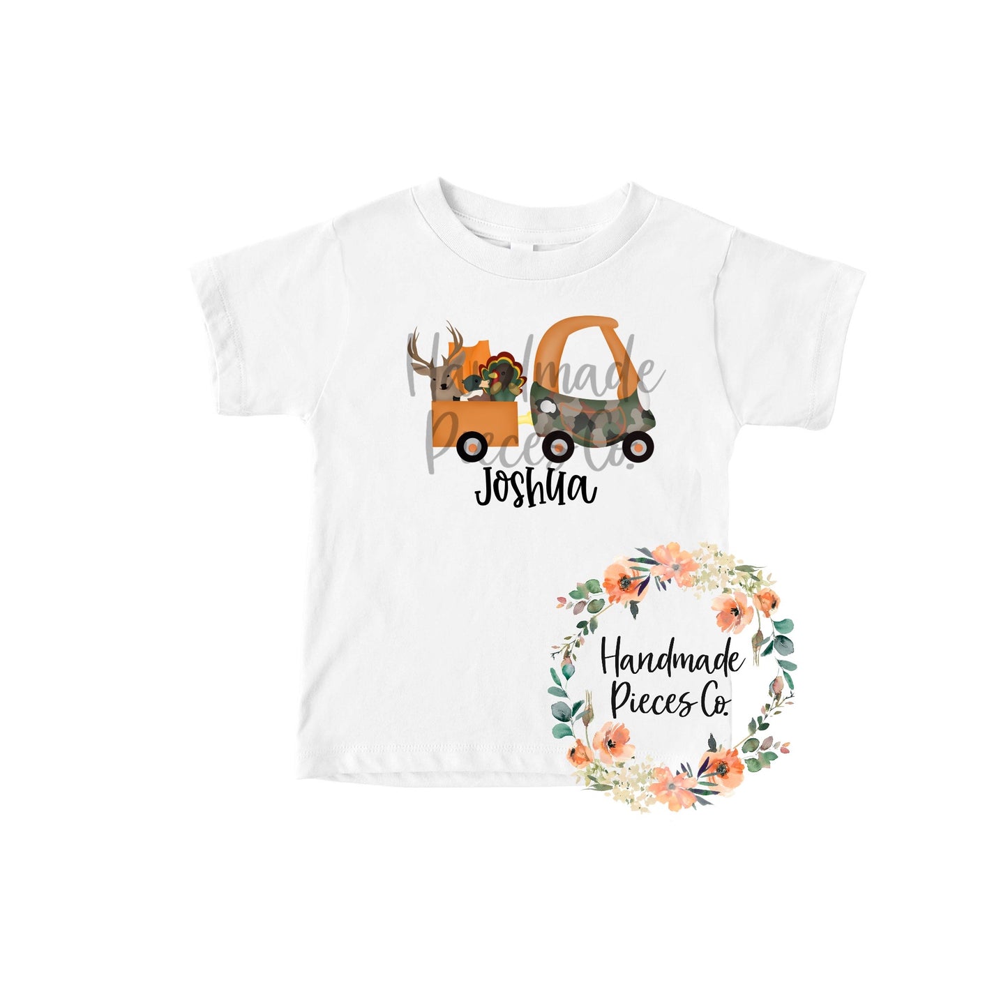 Hunting Coupe with Deer, Duck, and Turkey, Orange - Name Optional - Sublimation or HTV Transfer