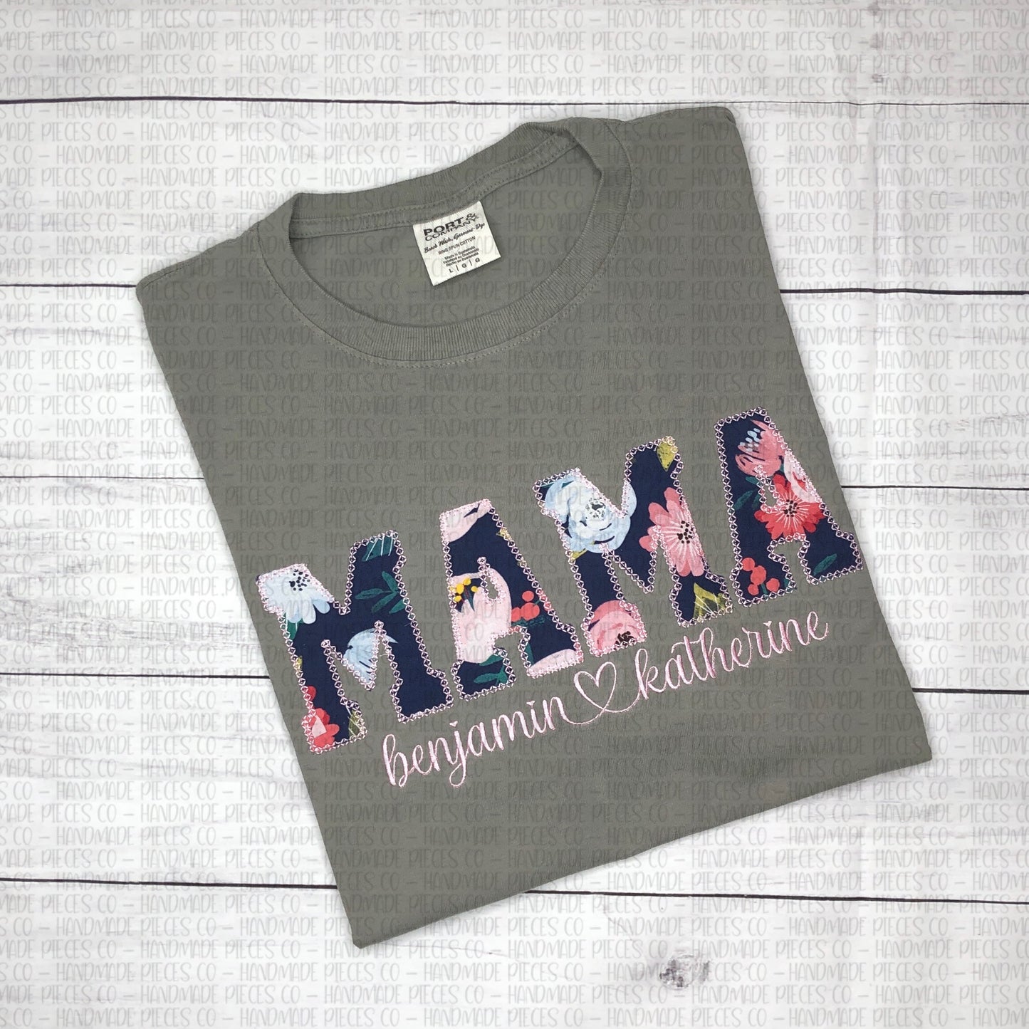 Mama Applique with Script Names Embroidered Garment - Adult