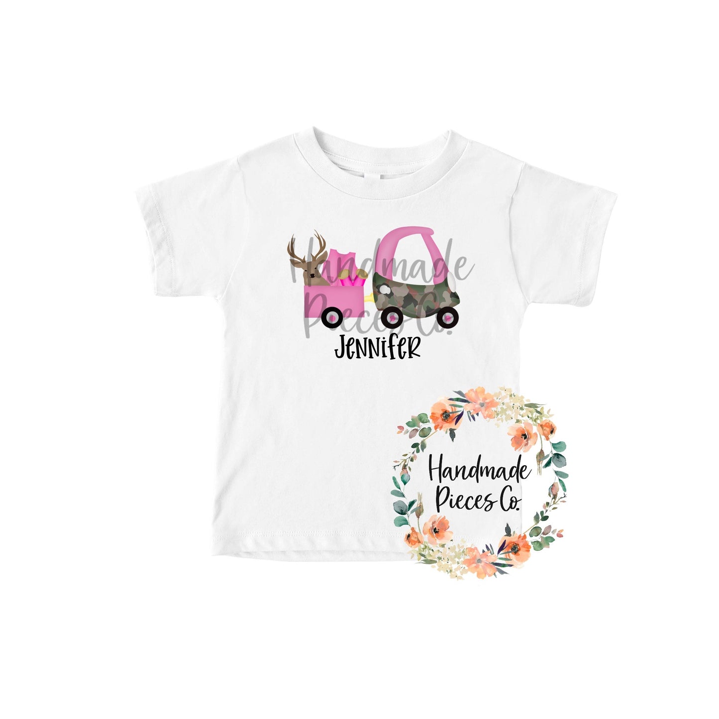 Hunting Coupe with Deer, Pink - Name Optional - Sublimation or HTV Transfer