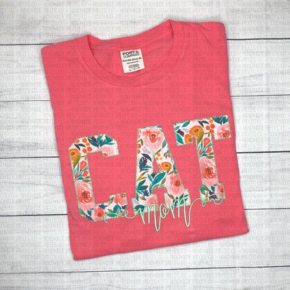 Cat Mom Embroidered Applique Garment - Adult