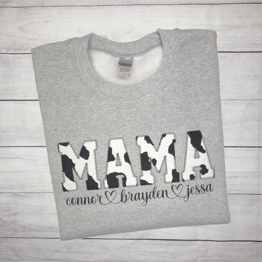 Mama Applique with Script Names Embroidered Garment - Adult