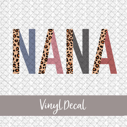 Nana Vinyl Decal, Leopard and Boho