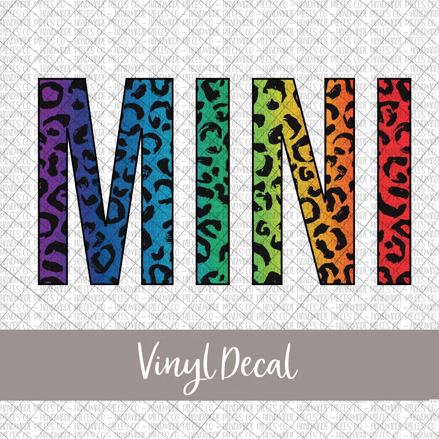 Mini Vinyl Decal, Leopard Rainbow