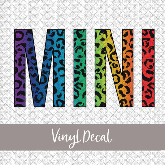 Mini Vinyl Decal, Leopard Rainbow