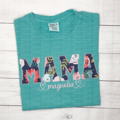 Mama Applique with Script Names Embroidered Garment - Adult
