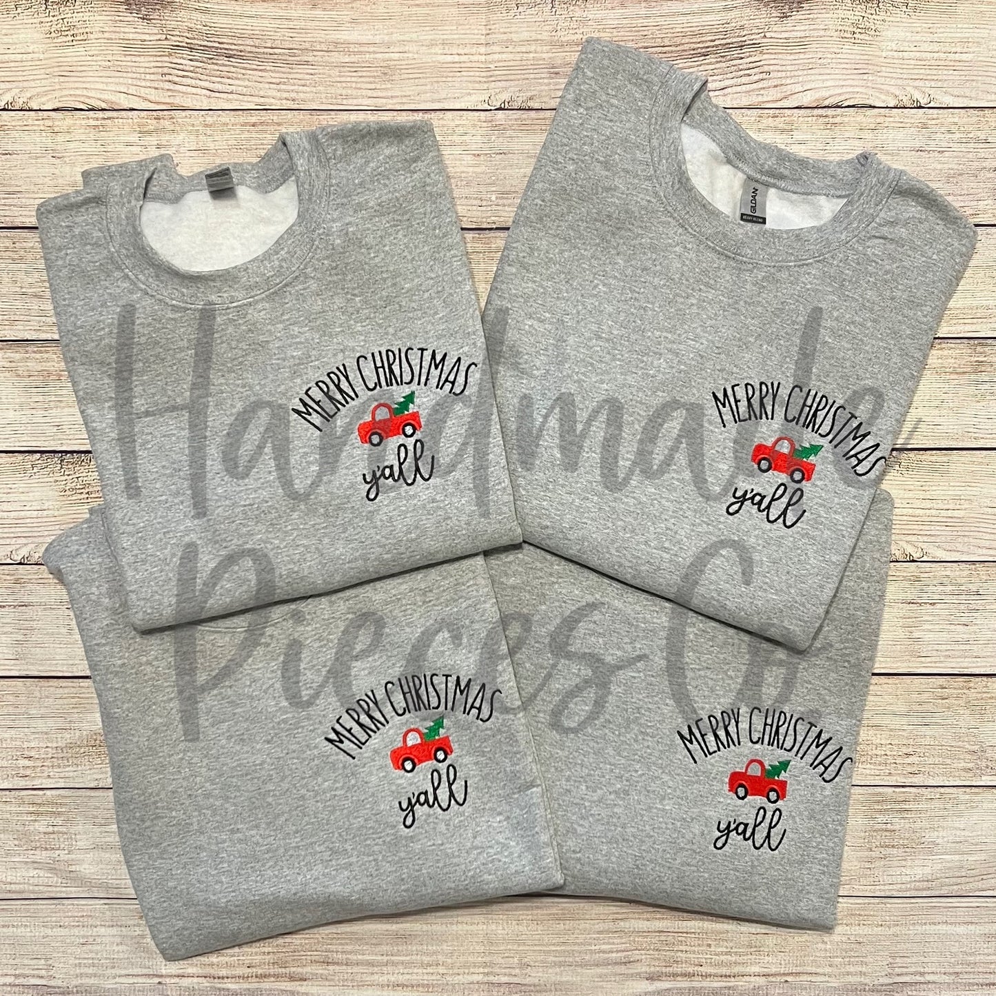 Merry Christmas Y'all Mini Truck Adult Unisex Sweatshirt - Ready to Ship