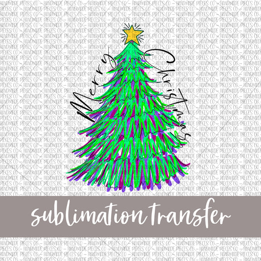 Christmas Tree, Merry Christmas - Sublimation Transfer