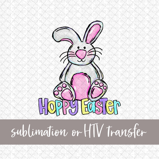Bunny Pink, Hoppy Easter - Sublimation or HTV Transfer