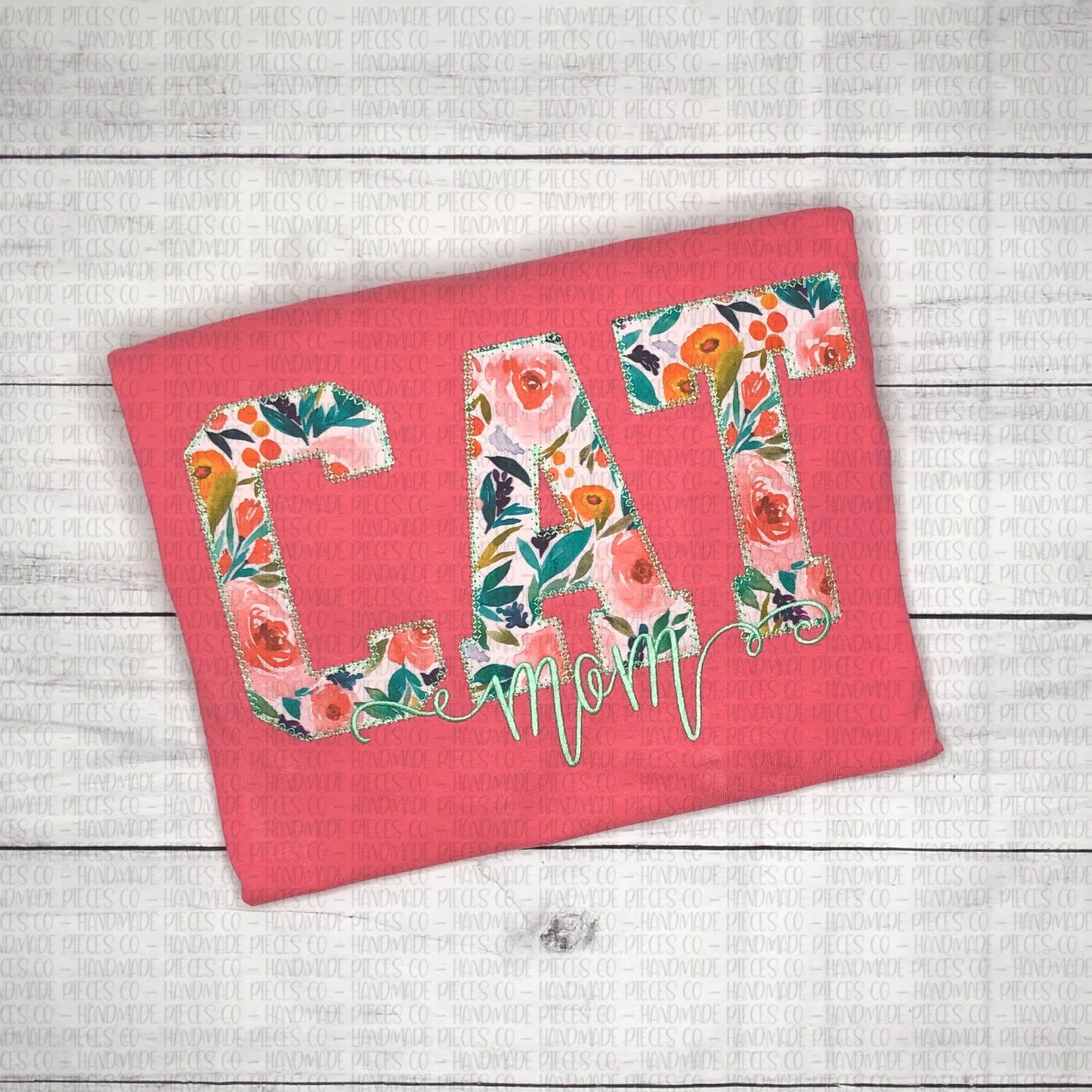 Cat Mom Embroidered Applique Garment - Adult