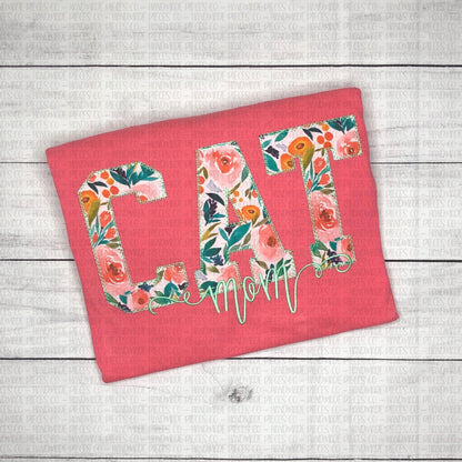 Cat Mom Embroidered Applique Garment - Adult