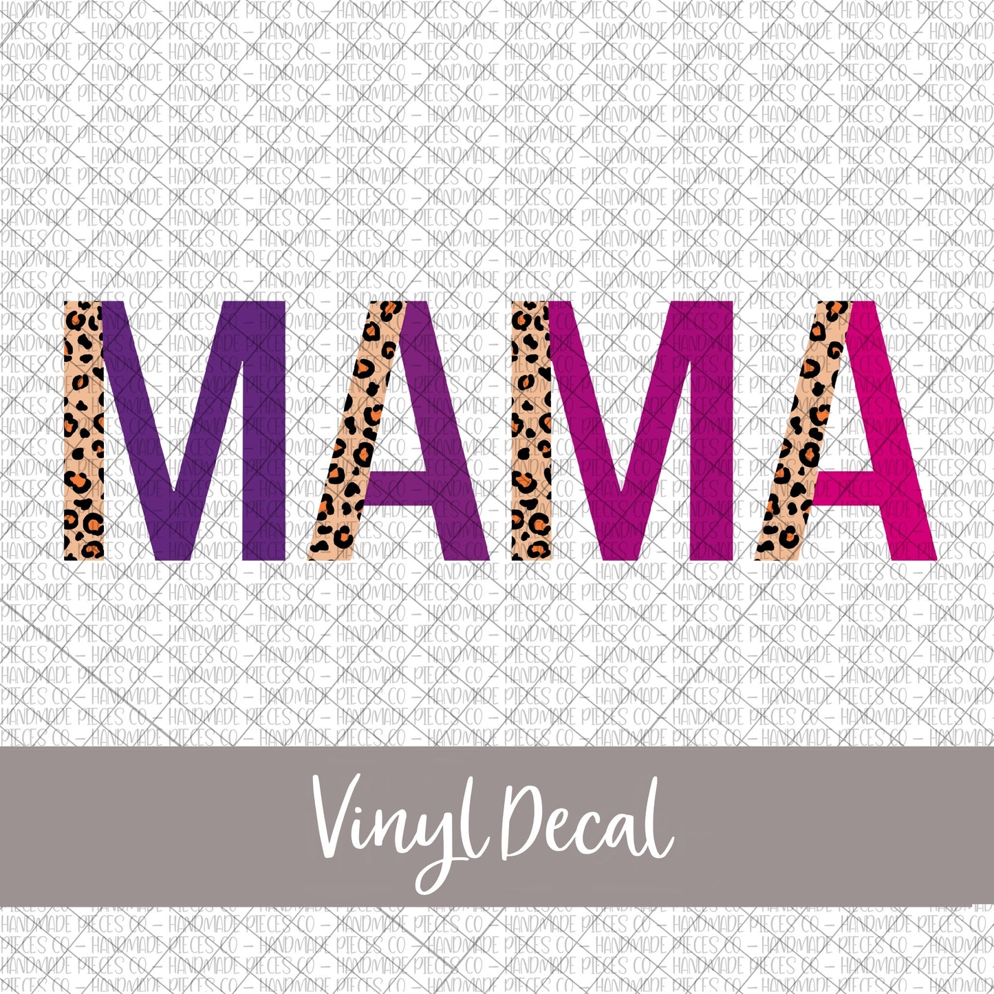 Mama Vinyl Decal, Leopard and Boho - Version 3