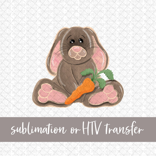 Bunny with Carrot, Watercolor Pink - Sublimation or HTV Transfer