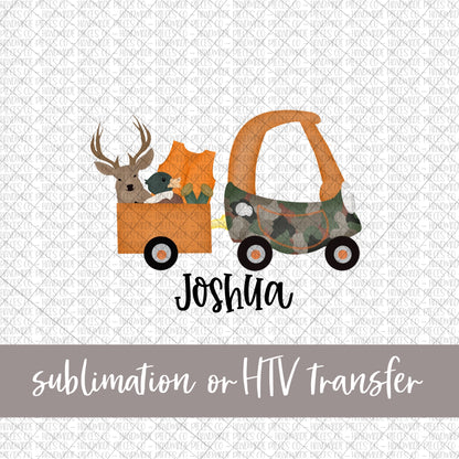 Hunting Coupe with Deer and Duck, Orange - Name Optional - Sublimation or HTV Transfer