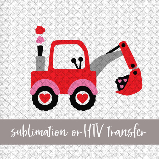 Valentine’s Day Excavator - Sublimation or HTV Transfer
