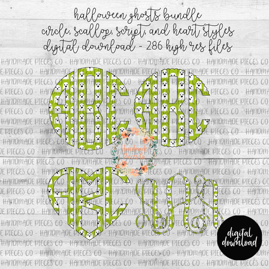 Halloween Ghosts Monogram - Multiple Styles - Digital Download