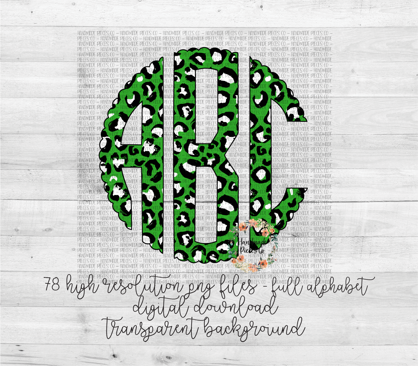 Leopard, Light Green Monogram - Multiple Styles - Digital Download