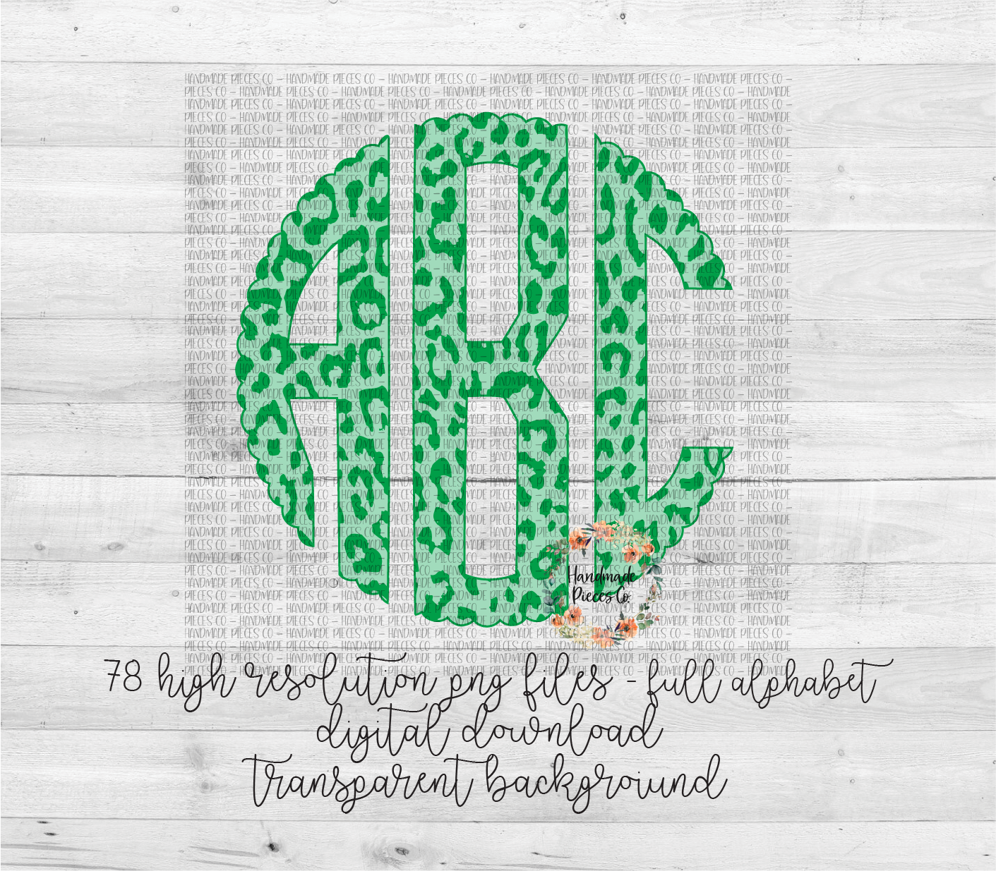 Cheetah, Green Monogram - Multiple Styles - Digital Download