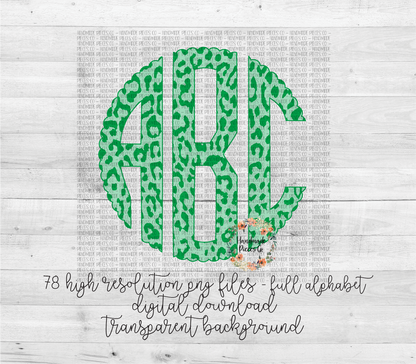 Cheetah, Green Monogram - Multiple Styles - Digital Download
