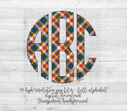 Autumn Plaid Monogram, 5 - Multiple Styles - Digital Download