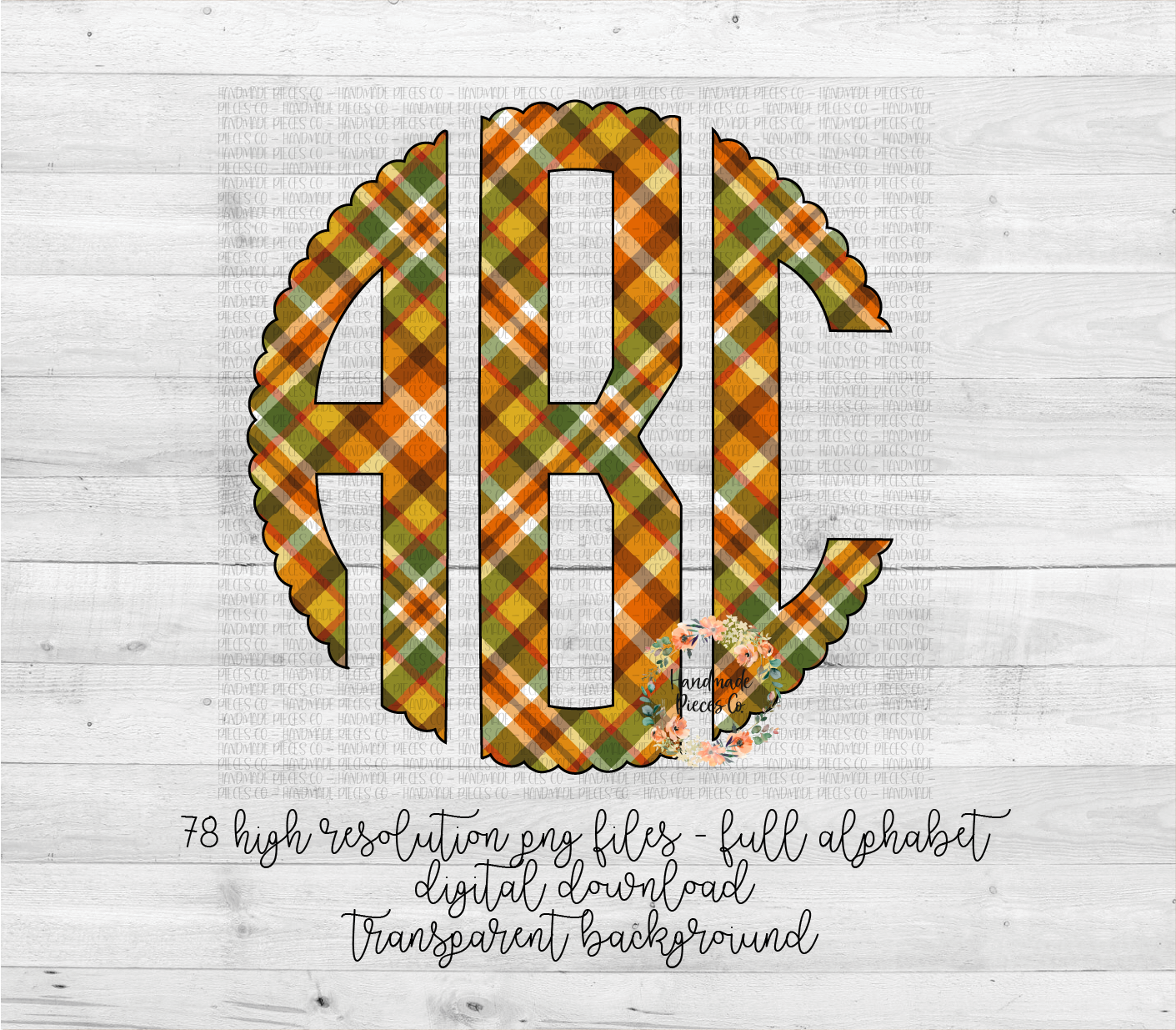 Autumn Plaid Monogram, 4 - Multiple Styles - Digital Download
