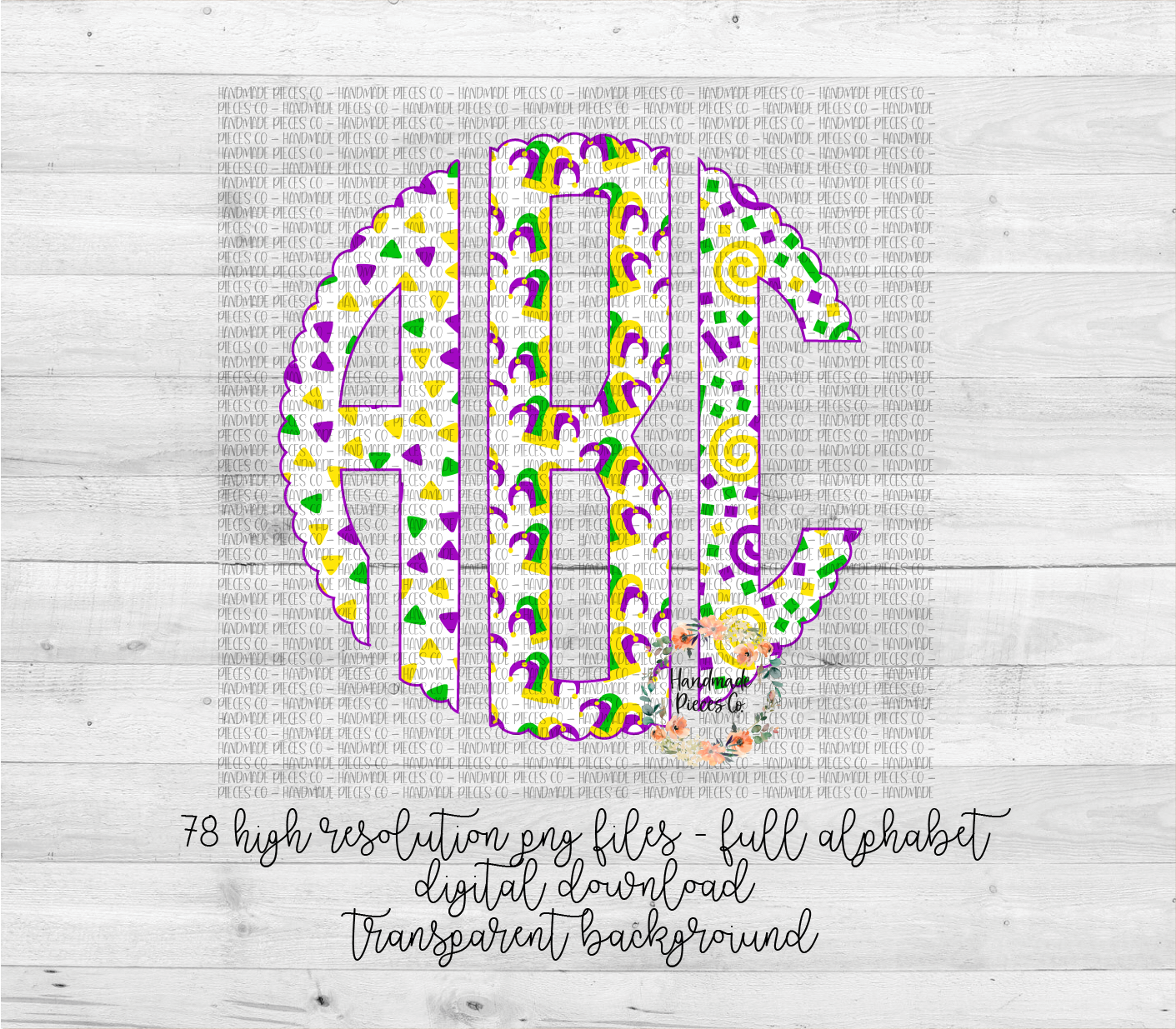 Mardi Gras Trio Monogram - Multiple Styles - Digital Download